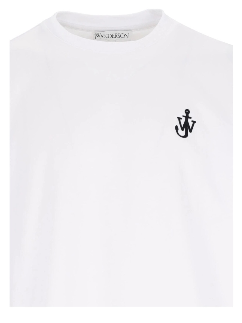 JW Anderson White T-Shirt with Black Anchor Embroidery
